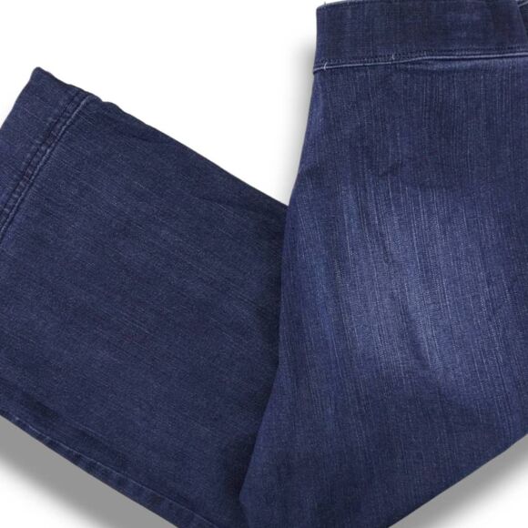 Soft Surroundings Womens Jeans Sz Medium Blue Denim Cropped Wide Leg Side Button - Picture 5 of 10